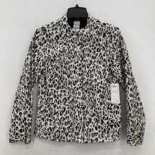 Chico's Reversible Linen Animal Ikat Jacket Women's 0 Button Front Mock Neck NWT