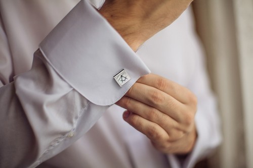 Stunning Masonic Mother of Pearl Cufflinks Silver Rhodium Plated Gift - Picture 2 of 4