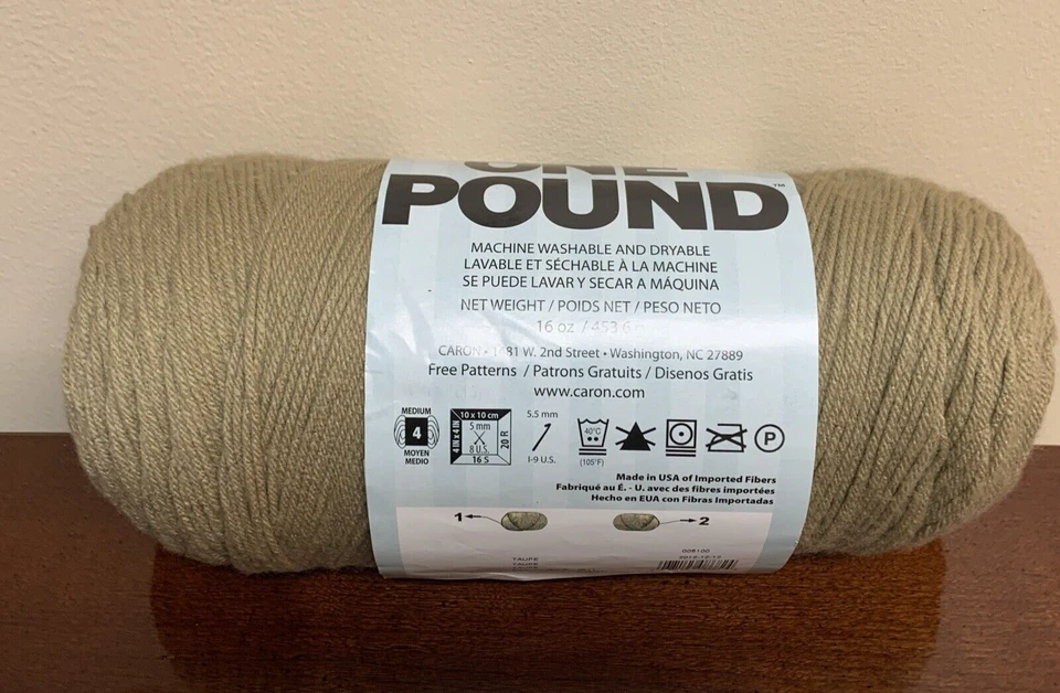 Nuevo hilo de una libra Caron - color topo 0511 - 16 oz 4 capas acrílico Foto 3 de 3