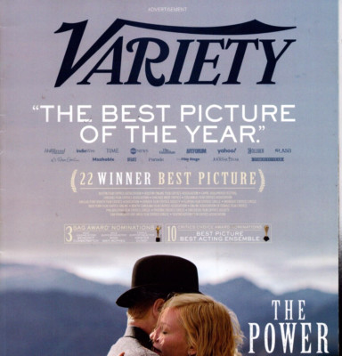 Variety Magazine January 16, 2022 The Power of the Dog Lady Gaga Jake Gyllenhaal
