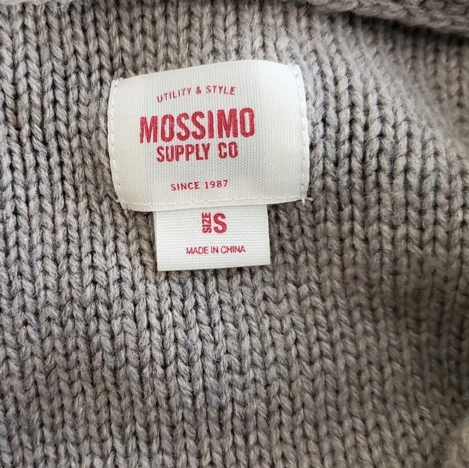 Cárdigan Mossimo Beige Tejido con Cable Círculo Cuello Chal Botón Único Talla Pequeña Foto 4 de 4