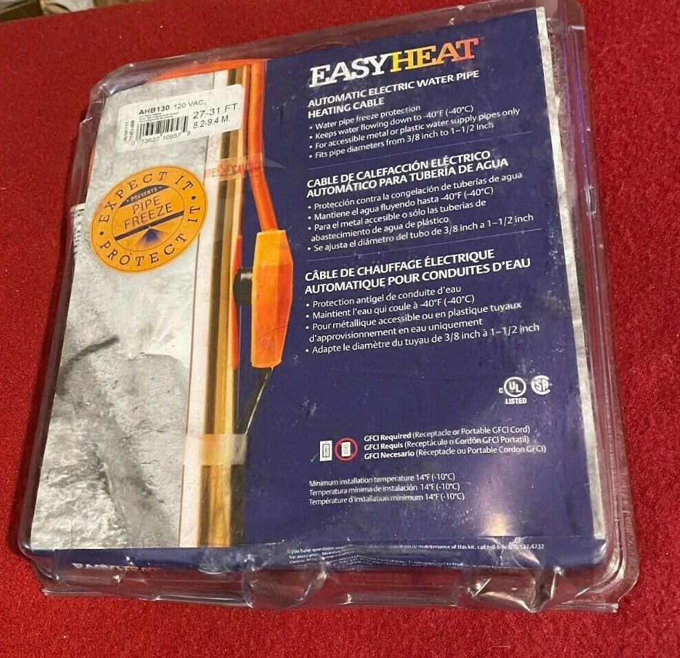 Easy Heat AHB-130 27-31 Foot Water Pipe Freeze Protection Heating Cable Heat  NIP | eBay