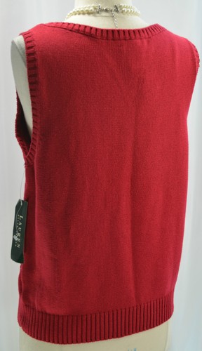LAUREN Ralph Lauren RLL Top SIZE M Shell sleeveless Red Sweater Knit Blouse NWT - Picture 3 of 6