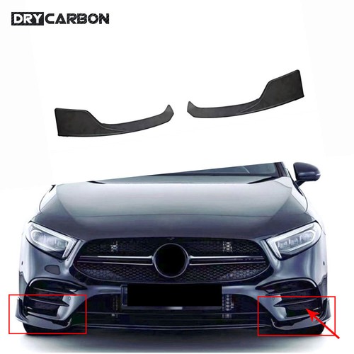 ABS Matte black front Side Splitters For Benz A-Class W177 A35 AMG Sedan 19-22