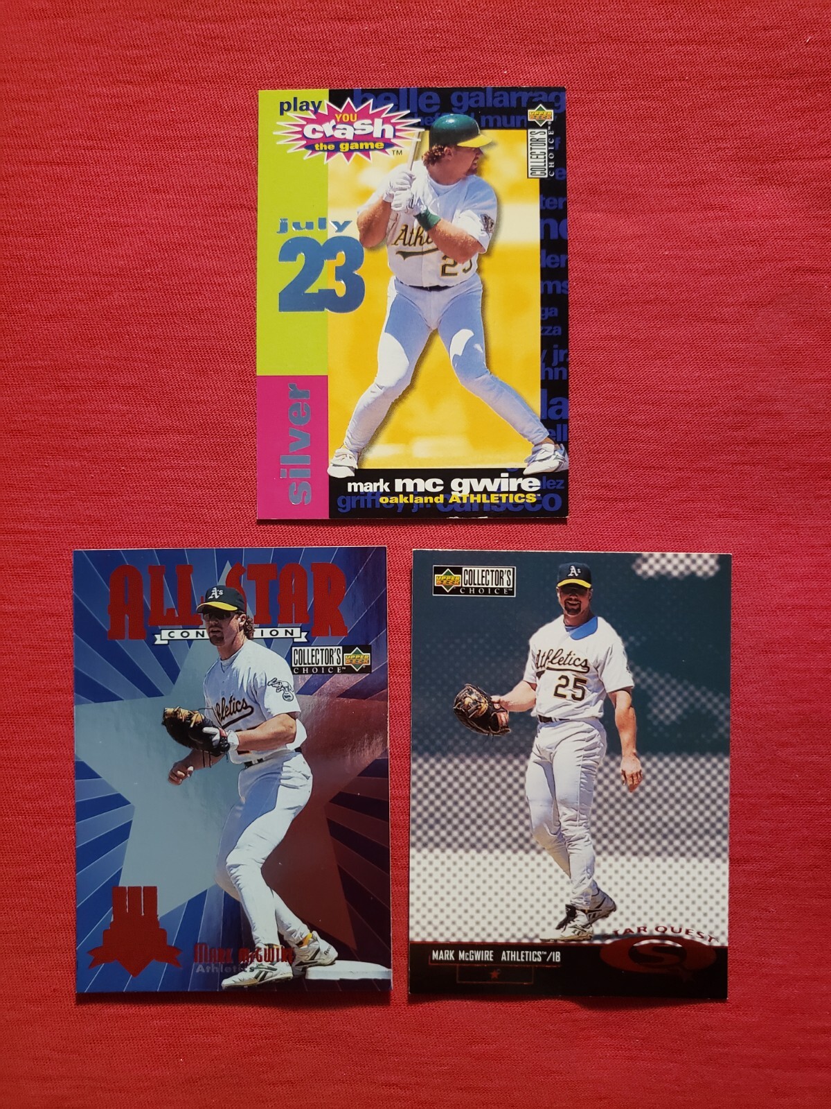 (3) Card Lot Mark McGwire 1995 1997 1998 Collector's Choice Starquest All Star