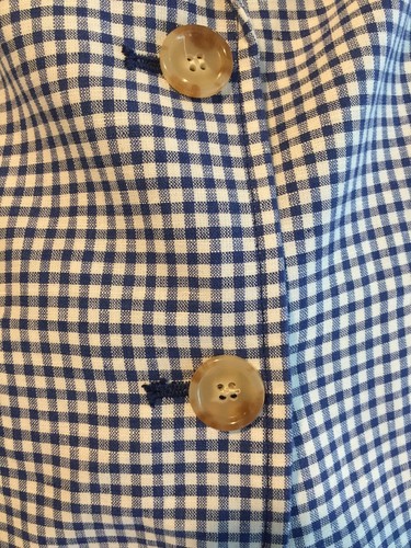 ¡NUEVO SIN ETIQUETAS! Blazer a medida de algodón a cuadros azul y blanco gingham de lino a cuadros talla 4 - Imagen 6 de 12