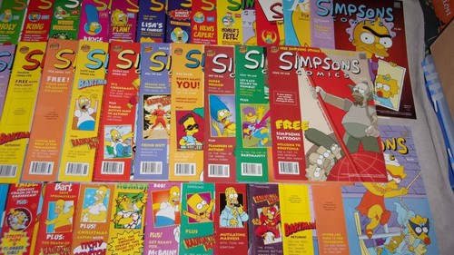 Simpsons Bongo Comics - lot of 32 + Sticker Album & Homer Radio Times