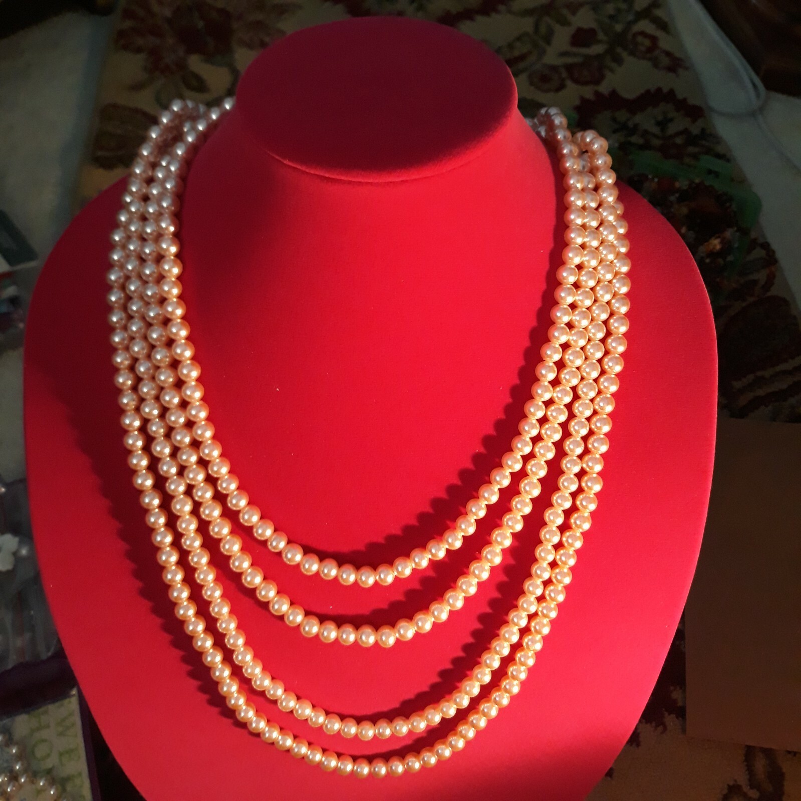 4 Strands Pink Pearl Necklace