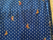 REMNANT Seersucker Cotton Fabric Nautical Ships Sailing Regatta Yacht Plisse 15"