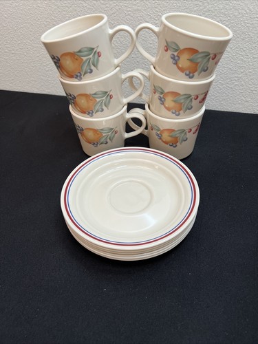 6-CORNING CORELLE ABUNDANCE COORDINATES Cup & Saucer Set Fruit & Berry - Picture 3 of 7