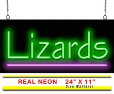 Lizards Neon Sign | Jantec | 24" x 11" | Chameleon Gecko Skink eleon Iguana