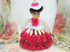 Retro Vintage Safety Pin Doll, Southern Bell, Hand Crafted Beaded Doll, Figurine