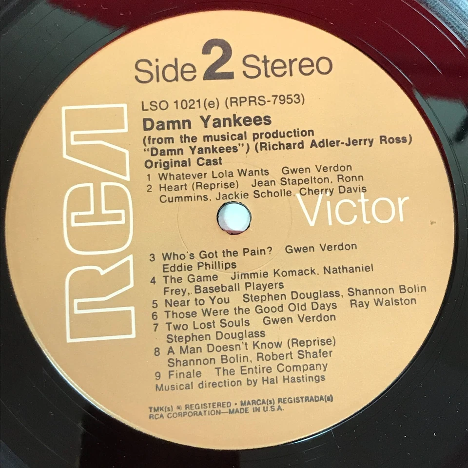 GWEN VERDON Damn Yankees An Original Cast Recording  1971 USA Vinyl LP - Image 4 of 4