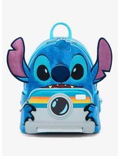 Mini Mochila Loungefly Disney Lilo & Stitch Figural Stitch con Cámara - Nueva