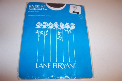 VTG KNEE HI Highs LANE BRYANT COFFEE XL (9 ½-11) Outsize Sheer