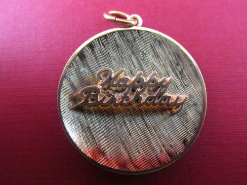 Vintage 14k Solid Yellow Gold Happy Birthday Charm Pendant 3D Design Rare 1970s - Picture 6 of 7