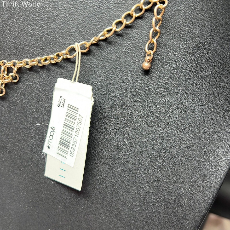 NWT Macy's Costume Jewelry Gold Tone Blue Bead Layered Dangle Chain