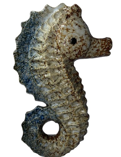 Caballito de mar decoración de pared cerámica esmaltada náutica colgante caballito de mar 8 pulgadas - Imagen 1 de 22