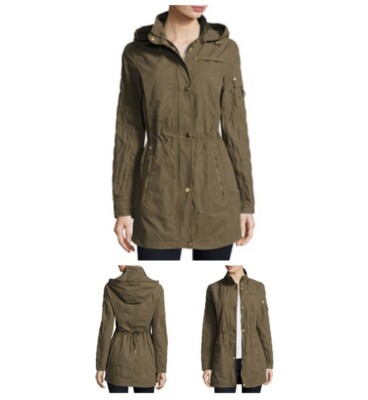 LAUNDRY by Shelli Segal Brushed Cotton Anorak Green Jacket Size M