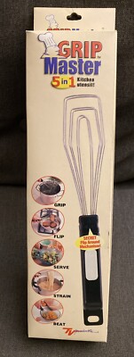 GRIP MASTER 5 In 1 Kitchen Utensil Silicone Spatula Grip Flip Strain Serve Whisk
