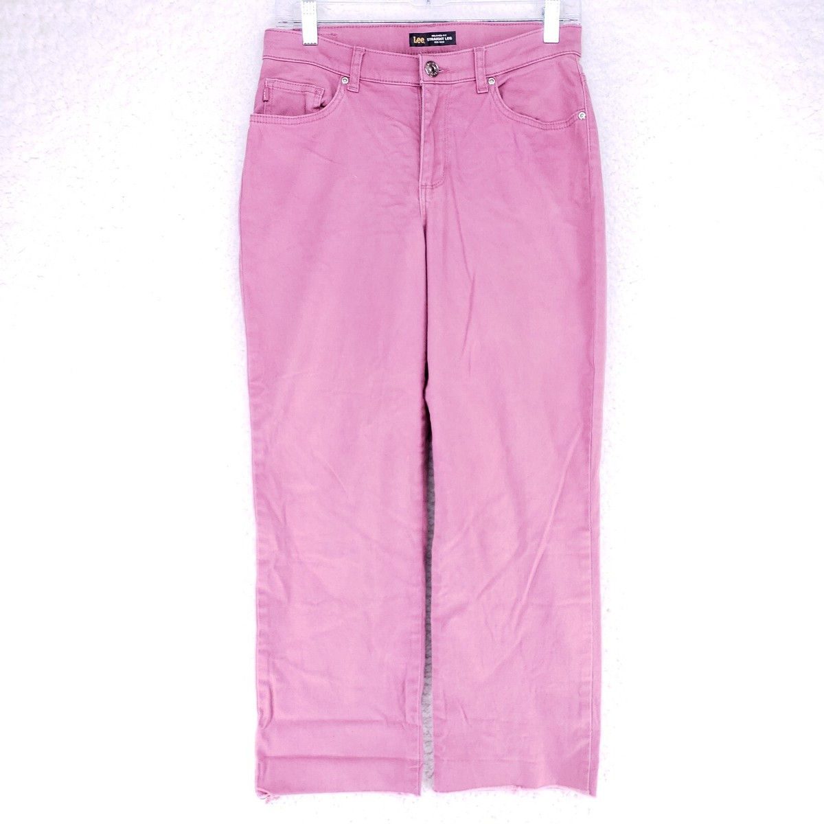 LEE Relaxed Fit Straight Leg Pink Jeans Women Size Mid Rise Denim Casual  Pants