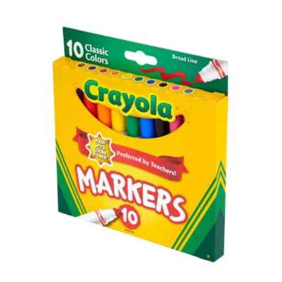 Crayola Broad Line Markers, Classic Colors, Pack of 10