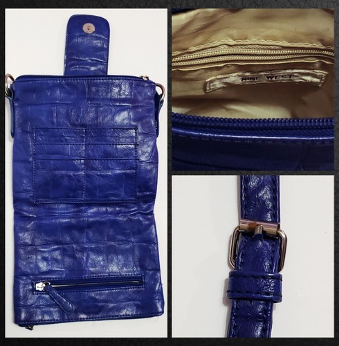 Women's Crossbody Purse Royal Blue Faux Leather Shoulder Bag - Picture 5 of 5