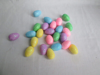 Pkg of 24 Assortd Pastel  Glitter Embellisihed Easter Egg  Bowl Filler, New
