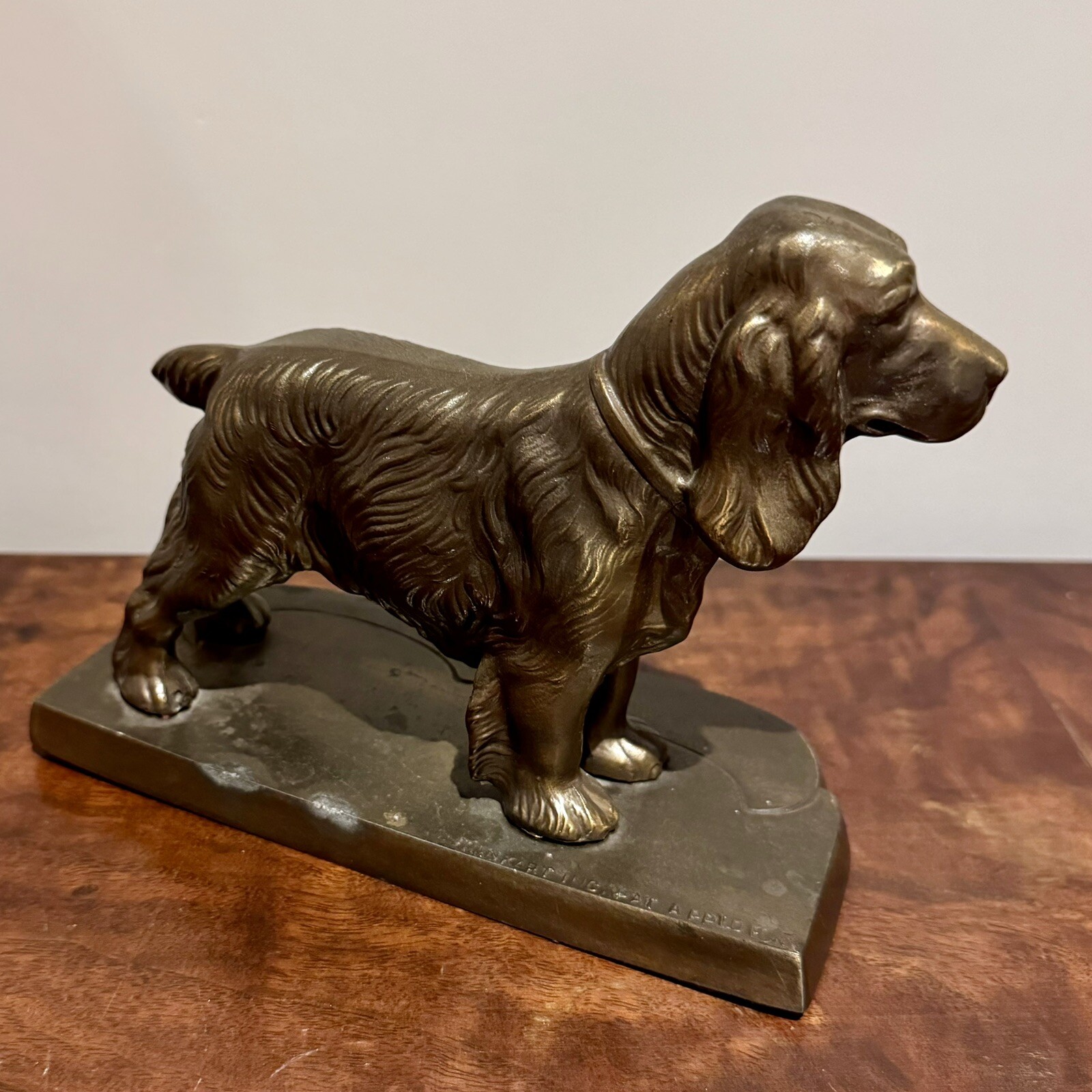 Antique Frankart American Art Deco Spaniel Dog Statue Sculpture Metal Bookend