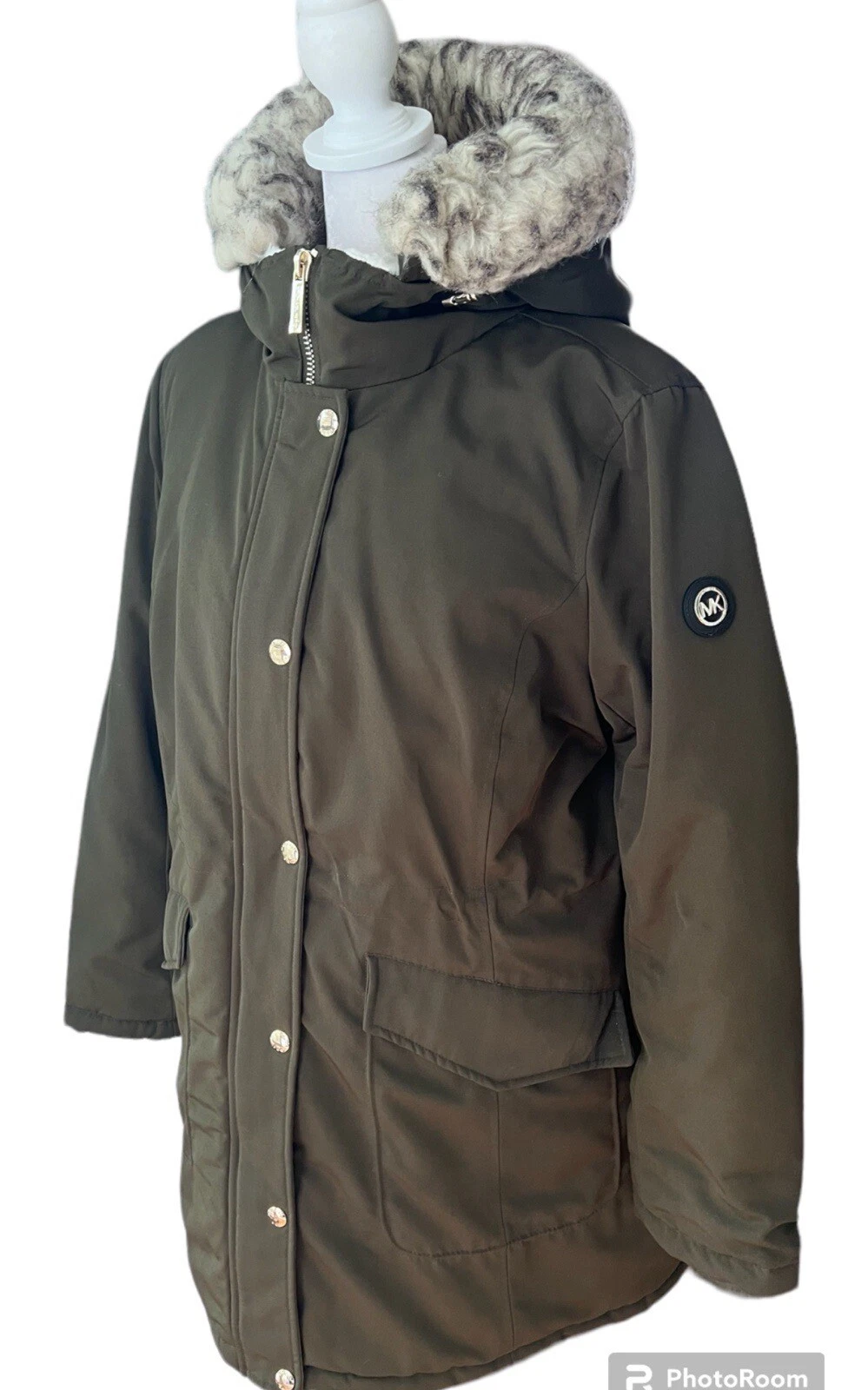 Cappotto MICHAEL Michael Kors con cappuccio pelliccia chiusura a scatto davanti Polyfill Anorak Parka medio