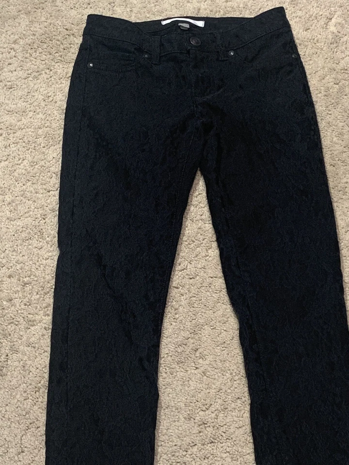 LC Lauren Conrad Womens Pants Size 2 Black Textured Fabric Skinny Leg Classic - Image 3 of 4
