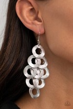 Paparazzi Earrings - Scattered Shimmer - Silver Stunning light-catching Shine