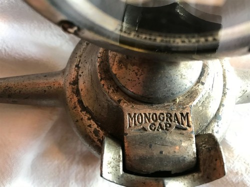 NOS 1920's-1930's Monogram Junior Radiator Motometer Cap Shield Letter H Brushed - Picture 5 of 5