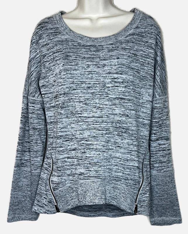 athleta pullover decorative zipper marled sweater