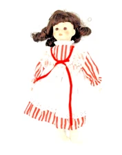 15" Porcelain Country- style Candy-Striped Porcelain Doll