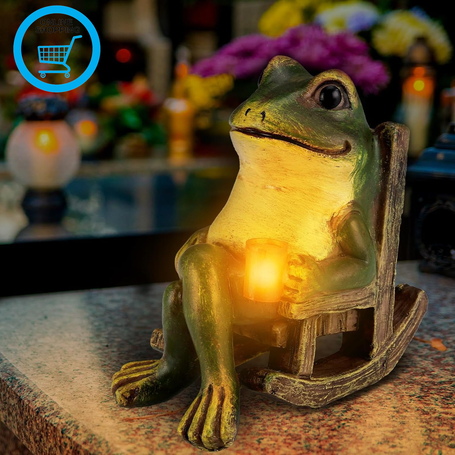 Solar Frog Garden Ornaments Outdoor, Home Decor Garden Frogs Figurine with Water