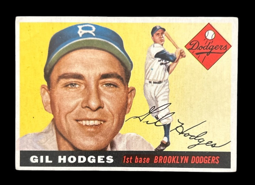 1955 TOPPS MLB BROOKLYN DODGERS GIL HODGES #187 BASEBALL CARD VG-EX RANGE BV$250
