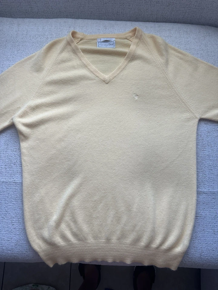 Suéter Christian Dior Talla L Unisex Amarillo Cuello en V Orlon Acrílico Foto 2 de 4