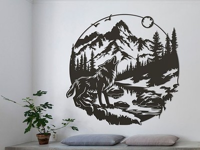 Einsamer Wolf Wandbild | Wohnzimmer Schlafzimmer Wohndeko | einzigartiges Geschenk | 25 cm