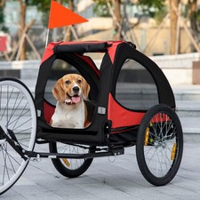 PawHut Hundeanhänger, klappbarer Fahrradanhänger, Anhänger für Hunde, Rot