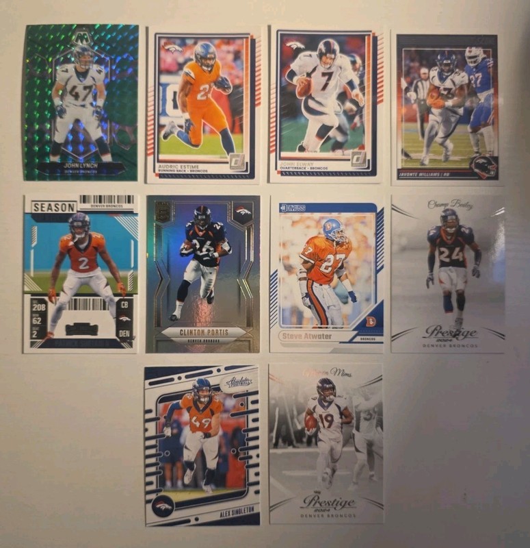 NFL Denver Broncos Card Lot Of 10 - Lynch, Estime, Elway, Williams, Surtain II