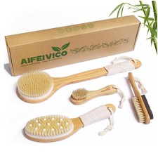 Dry Brushing Body Brush, Natural Boar Bristle Dry Brush, Bamboo Exfoliating B...