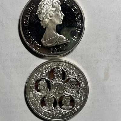 1977 Cayman Islands 50 Dollar Coins. Lot of 2