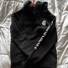 Carhartt Women s Black Pullover Hoodie XS 0-2 Relaxed Fit Pockets Logo