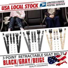 2set Retractable 3 Point Safety Seat Belt Straps Auto Vehicle Adjustable Kit USA
