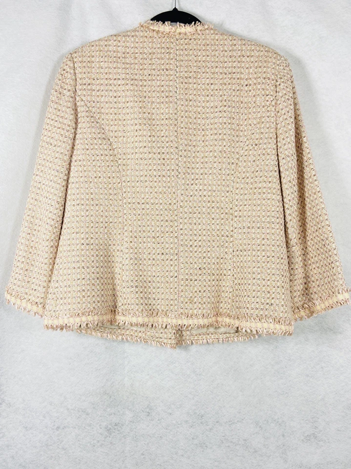 Traje Falda Vintage Talbots 2PC Mujer’s 12 Rosa Beige Blazer Botones Tweed Foto 4 de 4