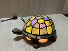 Vintage Tiffany Style Stained Glass Turtle Night Light Lamp