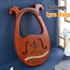 Lyre Harp 16 Metal Strings Beginners Harp Portable +Free Tunning key & Bag Gift