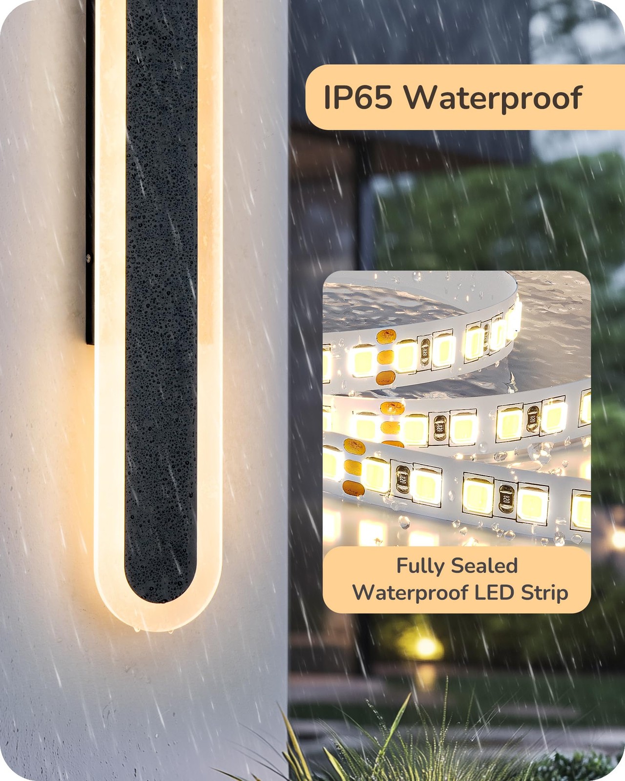 2 Pack 39.4'' LED Outdoor Wall Lights, Dimmable Modern Exterior Lighting Fixt...