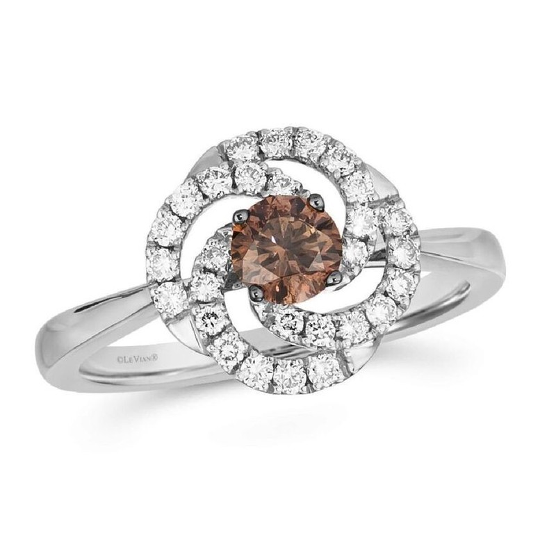 Le Vian 14K White Gold Cocktail Ring 0.608 cts White Chocolate Diamonds Size 9